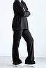 Костюм  жіночий трикотаж рубчик штани кльош від коліна та подовжена кофта реглан-колір чорний, фото 4