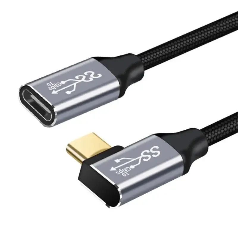 Подовжувач кутовий кабель USB TYPE-C 3,1 90 градусів Gen 2 100 W 5 AH відео 4K аудіошвидка зарядка, 0,3 м, фото 1