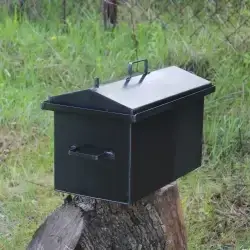 Коптильня гарячого копчення 2.0 мм з кришкою-будиночком та термометром, для м'яса та риби