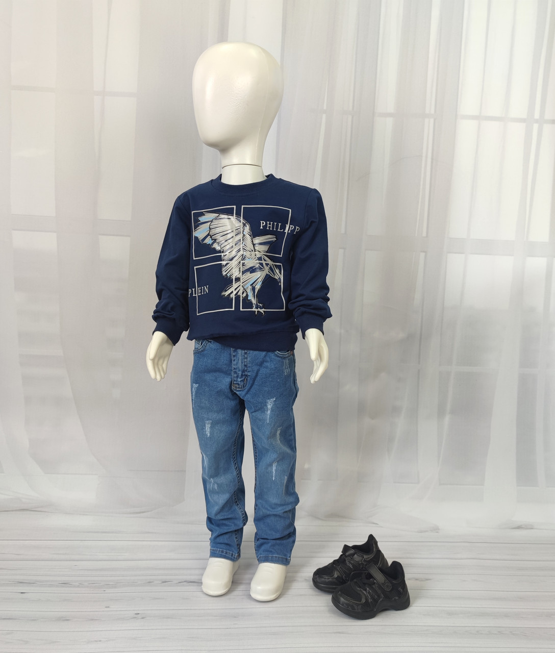 Дитячий синій світшот Philipp Plein, фото 1