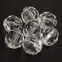 Намистини грановані круглі, акрил, 18 мм, прозорі (5 шт)