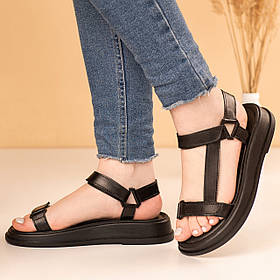 Жіночі босоніжки з Натуральної шкіри чорні