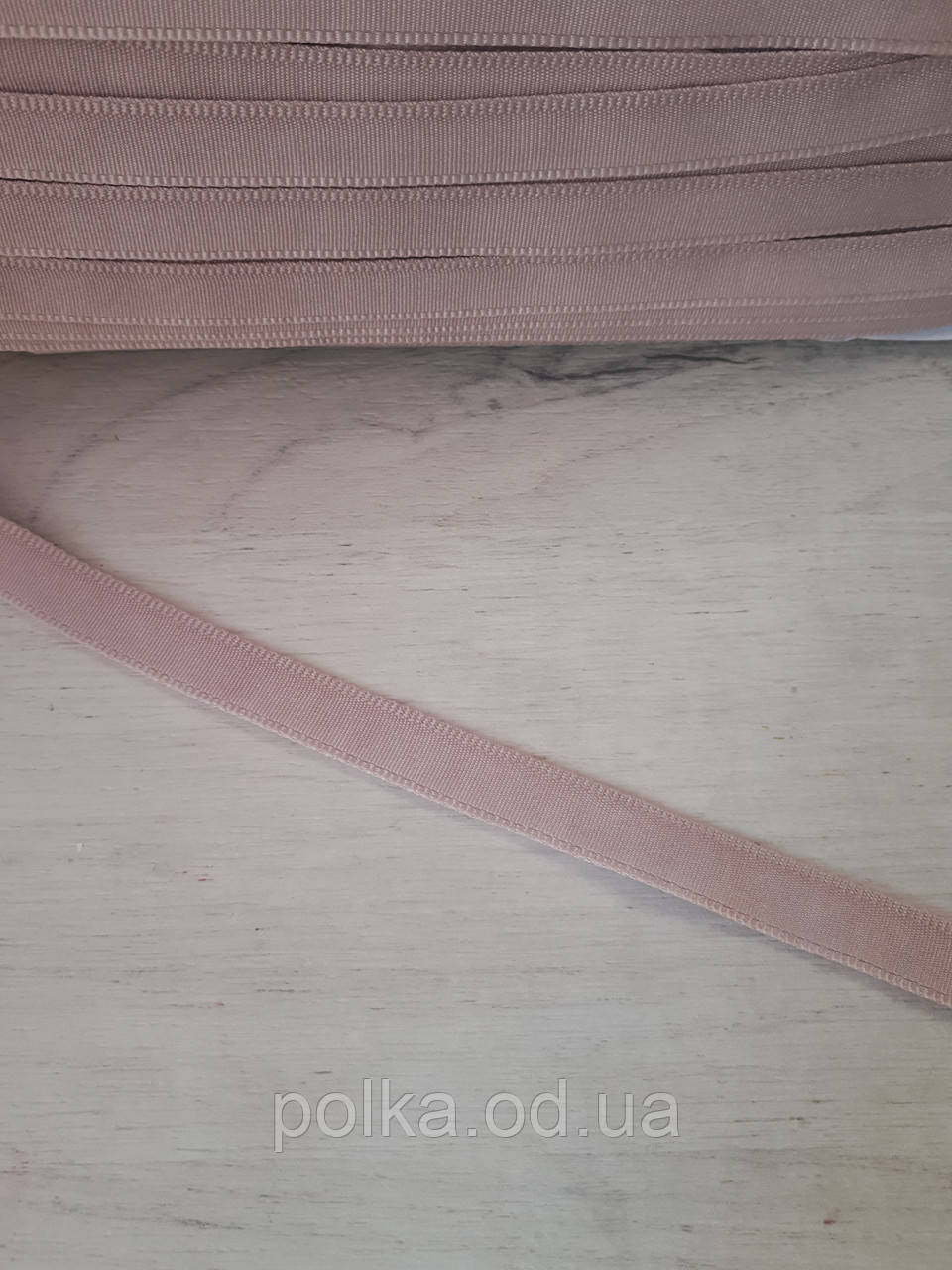 Тунельна стрічка 10 мм рожева плоска "пудра", фото 1