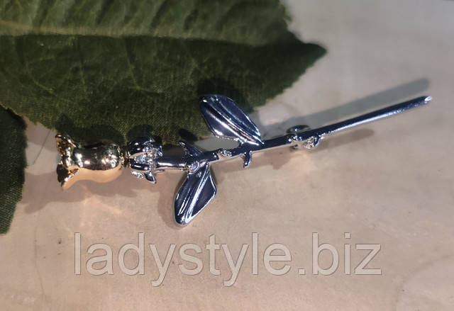 нежная брошь -золотая роза от студии ladystyle.biz купить украшения с фианитами серьги пусеты подарок женщине пирсинг