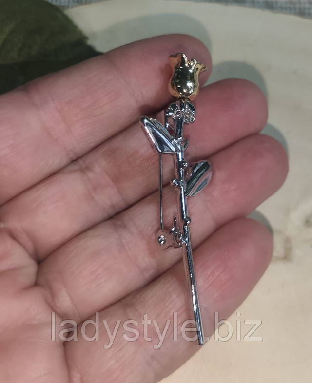 Брошка- золотая роза