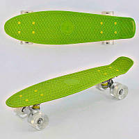 Скейт Пенні борд для дітей Best Board 0335, Салатовий, дошка 55 см, із колесами що світяться