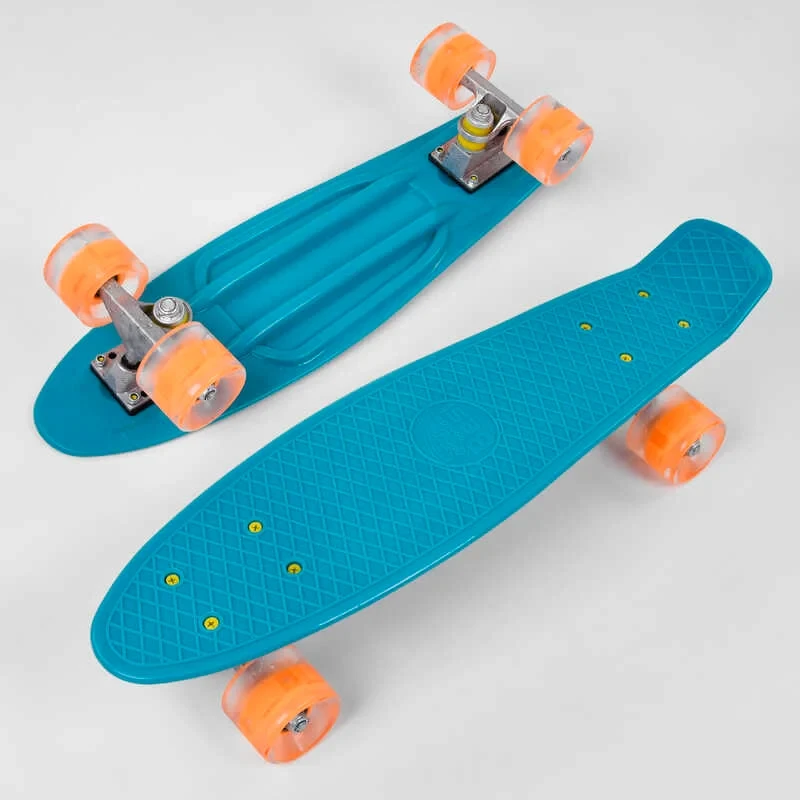 Скейт Пенні борд Best Board 3131, Бірюзовий, дошка 55 см, із колесами що світяться з поліуретану, фото 1