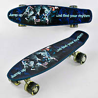 Пенніборд, скейт, скейтборд дитячий із колесами зі світлом Best Board Р 13780, дошка 55 см, колеса PU 6 см