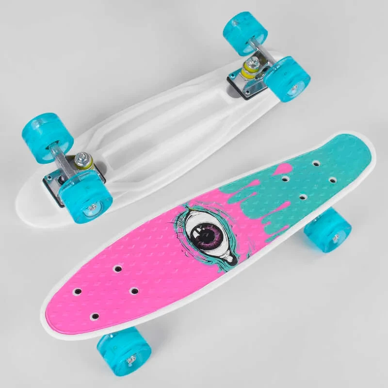 Дитячий скейт, Пеніборд для дівчинки S 29707 Best Board, колеса PU світяться, дошка 55 см