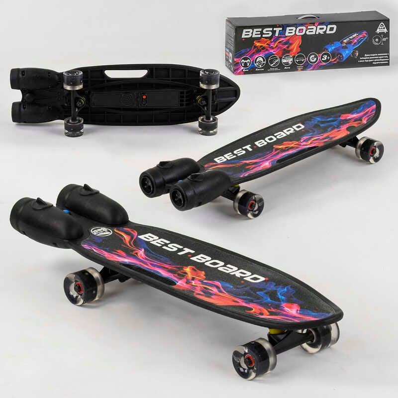 Пенніборд, скейтборд із турбінами, музикою та світлом S-00501 Best Board, USB заряджання, колеса PU зі світлом