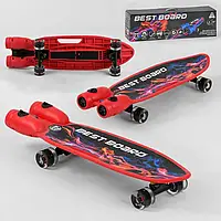 Пенни борд, скейтборд с турбинами, музыйкой и светом S-00710 Best Board , USB зарядка, колеса PU со светом