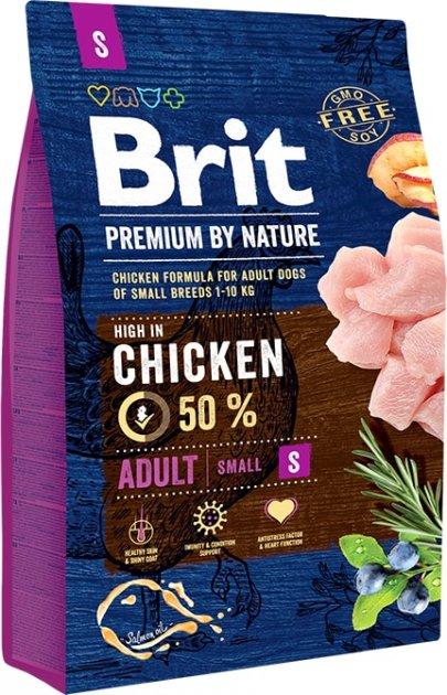 Сухий корм для дорослих собак малих порід з куркою Brit Premium Adult S 3 кг, фото 1