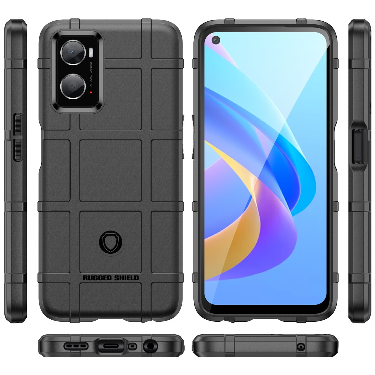 Протиударний чохол Shield для Oppo A96 чорний гумовий бампер