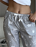 Піжамні жіночі брюки бязь сірі корона, фото 3