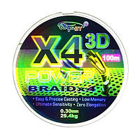 Плетеный шнур для рыбалки, BoyaBy Power Braid 3D Х4, 100м, сечение 0,30мм