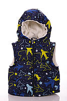 Жилетка на флисе для мальчика с карманами и капюшоном Babykroha с принтом самолетики синяя