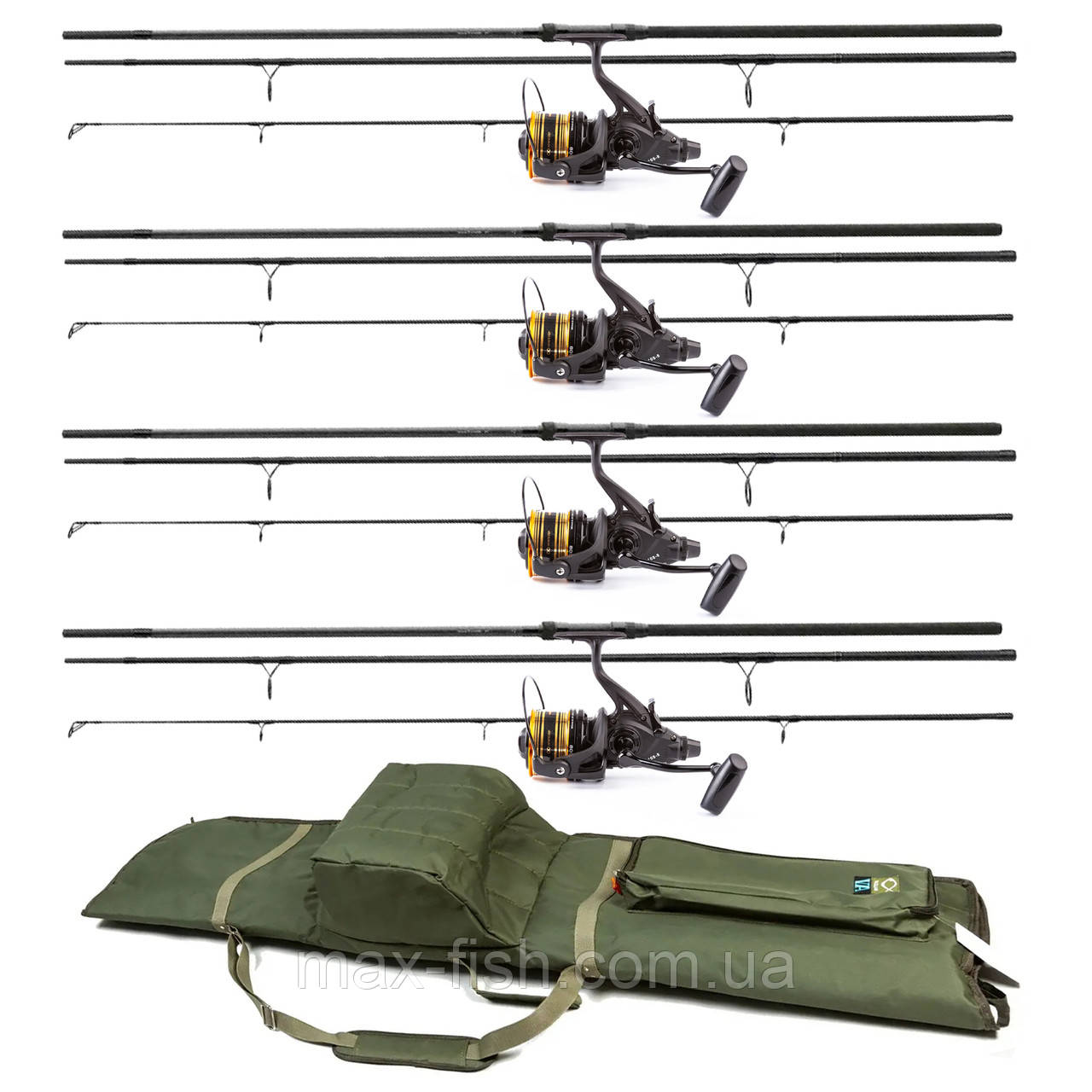 Короповий набір Daiwa Black Widow Carp 3.6м 3lb 4 вудилища з котушками MIFINE NOVA 8000 Чохол Magellan 145см
