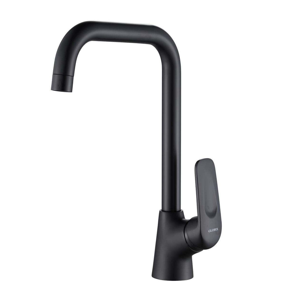 Змішувач для кухні поворотний Globus Lux Koln GLK-0203L-10-BB Чорний матовий, фото 1