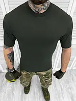 Мужская тактическая футболка олива ЗСУ, военная футболка хаки хлопковая