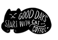 Брошь брошка пин значок черный кот кошка и кофе good days start with cat and coffee