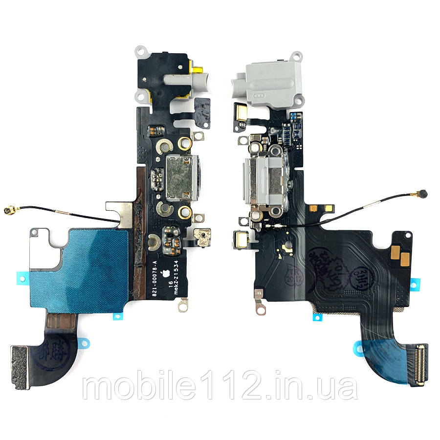 Шлейф Apple iPhone 6S з роз'ємом зарядки, навушників та мікрофоном сірий оригінал 100%