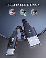 Кабель USB C [3 фути, 2 упаковки], Швидка зарядка Huukein 3A Кабель зарядного пристрою USB A до типу C
