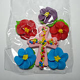 Прикраса Великодня / кондитерський набір Хрест з квітами, фото 4