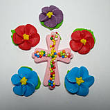 Прикраса Великодня / кондитерський набір Хрест з квітами, фото 6