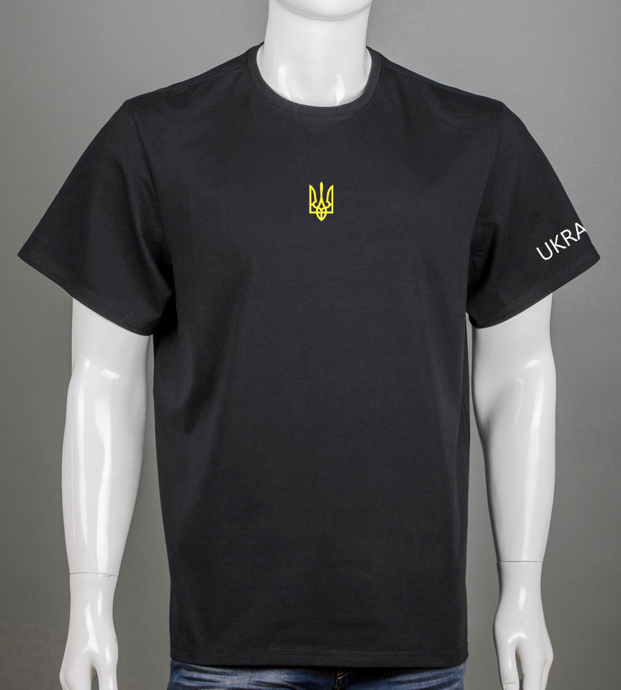 Футболка батал Тризуб Ukraine 2322б (Уп.4шт 3XL,4XL), Чорний