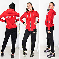 Демісезонний спортивний прогулянковий стильний костюм для дівчинки з термопринтом двонитка, фото 2