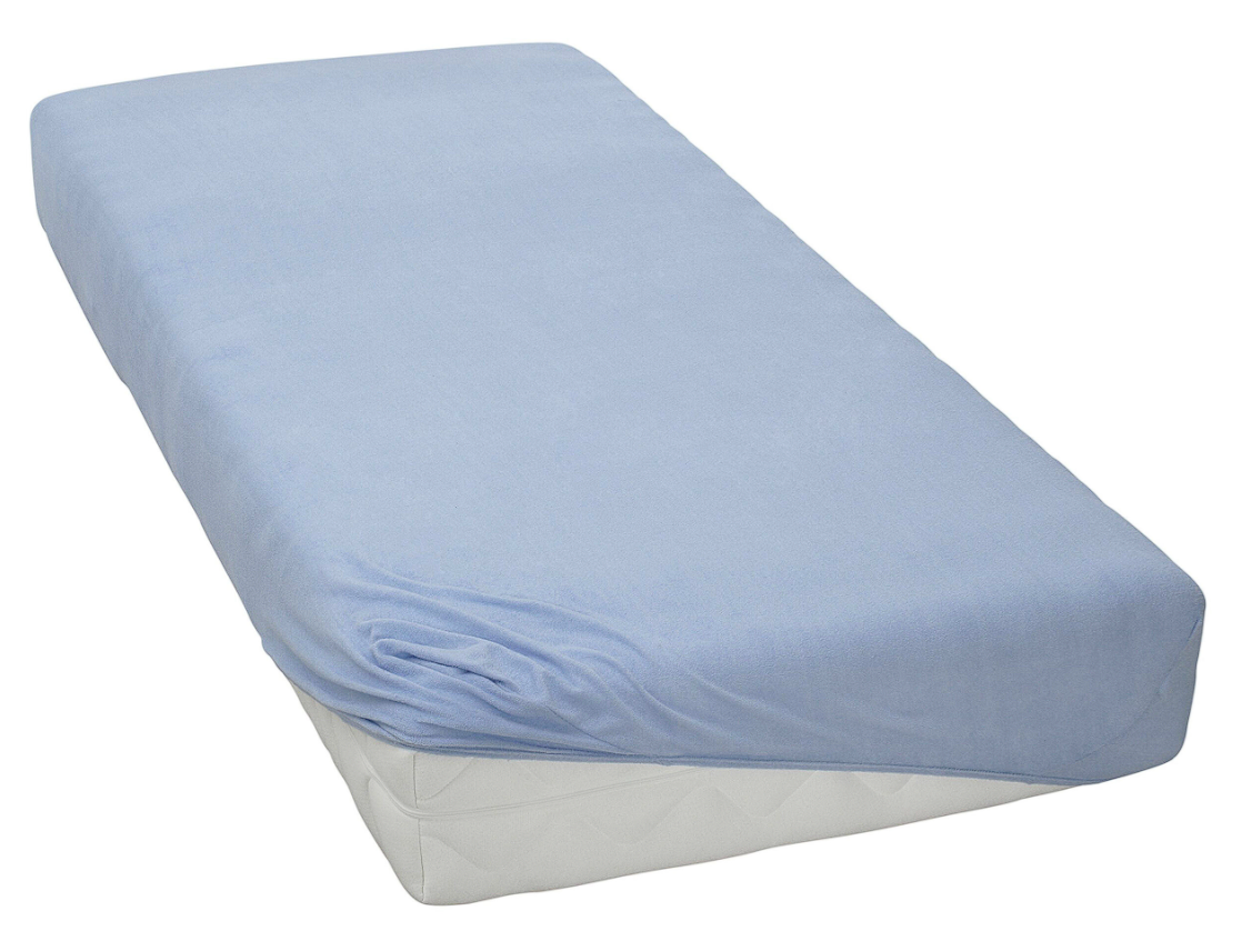 Простирадла на резинці 160 200 двоспальне (без наволочок), простирадло трикотажне однотонне Блакитний, фото 1