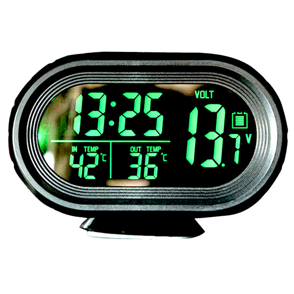 Автомобильные Часы VST-7009v с 2-мя датчиками температуры и вольтметром, меняется цвет экрана - фото 4 - id-p1774684593