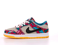 Кроссовки мужские Nike PARRA Dunk Low бордово-синие, натуральная кожа, прошиты. код KD-14329 41-26 см