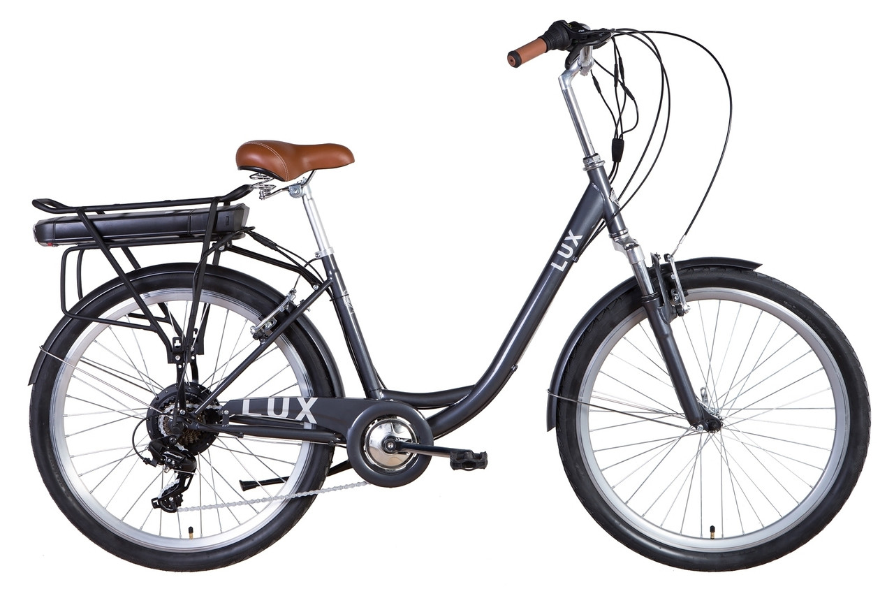 Електровелосипед 26" Dorozhnik LUX AM рама- 350 Вт 36 В редуктор. дисплей, САП, 12.5 А·год із кріпл. до багажн., 2022