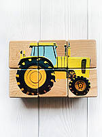 Детские развивающие деревянные кубики Трактор. Транспорт (комплект 13)