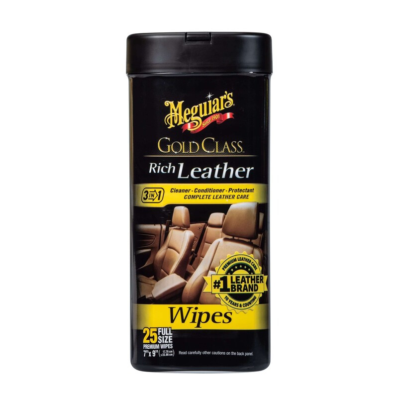 Серветки для догляду за шкіряним салоном - Meguiar's Gold Class™ Rich Leather Wipes 18х23 див. 25 шт. (G10900), фото 1