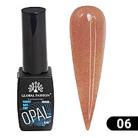 Каучукова камуфлююча база для гель лаку Global Fashion Opal з поталлю № 06, 8 мл