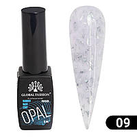 Каучукова камуфлююча база для гель лаку Global Fashion Opal з поталлю № 09 ,8 мл