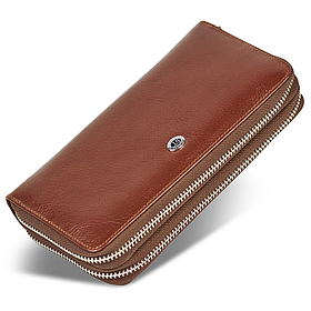 Коричневий чоловічий клатч з натуральної шкіри на дві блискавки ST Leather B139-3