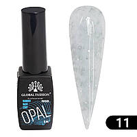Каучукова камуфлююча база для гель лаку Global Fashion Opal з поталлю № 11, 8 мл