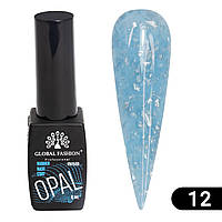 Каучукова камуфлююча база для гель лаку Global Fashion Opal з поталлю № 12, 8 мл