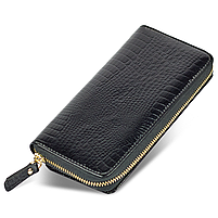 Гаманець чорний лаковий з натуральної шкіри із блоком для карток ST Leather S7001A, фото 2