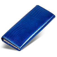 Гаманець синій багатофункціональний лаковий з натуральної шкіри ST Leather S1001A, фото 2