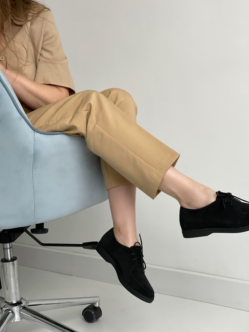 Чорні лофери зі шнурівкою, фото 1