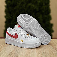 Женские кроссовки Nike AIR Force 1 LV 8 AF1 ' 82 LOW (белые с красным) низкие модные весенние кеды О20721