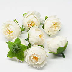 Штучний бутон Півонія з текстилю (головка), 4 см, білий