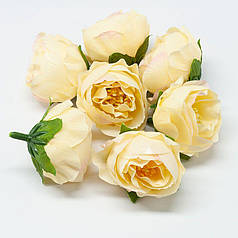 Штучний бутон Півонія з текстилю (головка), 4 см, кремовий