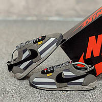 Мужские кроссовки Nike Cortez (серые с чёрным) лёгкие мягкие стильные молодёжные кроссы Fox1227 top