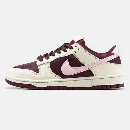 Жіночі Кросівки Nike SB Dunk Low Valentine's Day Bordo / Найк СБ Данк Валентайнс Дей Низькі Бордові з Білим, фото 1