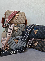 Женская сумка Guess The Snapshot Brown (серая) 1082SM стильная красивая на длинном ремне top